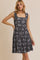 Black Floral Square Neck Ruffle Strap Tiered Dress