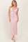 Light Pink Rose Print Jacquard Front Tie Cutout Maxi Dress