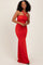 Red Twist Front Ruched Maxi Dress