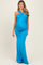 Turquoise Twist Front Ruched Maternity Maxi Dress