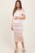 Light Pink/White Striped Off Shoulder Sweater Maternity Maxi Dress