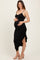 Black Ruched Ruffle Detail Sleeveless Maternity Midi Dress