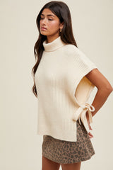 Cream Turtleneck Sweater Vest
