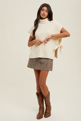 Cream Turtleneck Sweater Vest