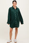 Forest Green Corduroy Maternity Shirt Mini Dress