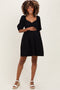 BlackSweetheart Neckline Puff Sleeve Maternity Dress