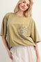 Olive Mineral Wash Crochet Pocket Top
