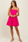 Fuchsia Scallop Edge Cutout Tie Back Mini Dress
