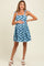 Navy Floral Shoulder Tie Scallop Hem Maternity Dress