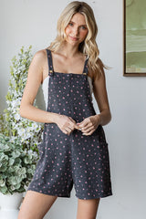 Charcoal Floral Ribbed Maternity Romper