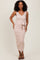 Beige Sleeveless Ribbed Belted Midi Maternity Dress