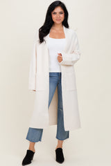 Ivory Ribbed Chunky Knit Long Oversized Cardigan