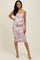 Mauve Floral Ruched Fitted Midi Dress