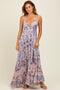 Mauve Paisley Halter V-Neck Cutout Maxi Dress