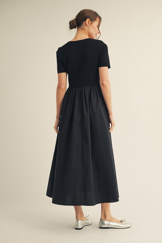 Black Solid Maxi Dress
