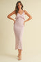 Light Pink Sleeveless Frill Sweater Midi Dress