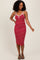 Red Striped V-Neck Sleeveless Midi Dress
