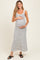 White Striped Ribbed Sleeveless Maternity Maxi Dress