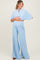 Blue Crop Blouse Wide Leg Pant Maternity Set
