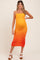 Orange Mesh Ombre Ruched Maternity Midi Dress