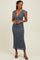 Black Ruched Gingham Shoulder Tie Maxi Dress