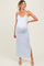 Light Blue Spring Floral Print Sleeveless Maternity Dress