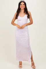 Light Pink Spring Floral Print Sleeveless Maternity Dress