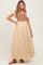Camel Striped Colorblock Denim Contrast Maternity Maxi Dress