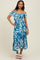 Blue Cream Smocked Top Midi Dress