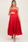 Red Tiered Cutout Tie Back Maternity Midi Dress