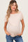 Beige Ribbed Relaxed Maternity Tee