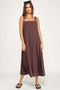 Brown Shoulder Tie Midi Dress