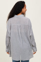 Black Checker Plaid Oversized Button Down Maternity Shirt