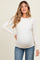 Ivory Solid Ribbed Ruched Long Sleeve Maternity Top
