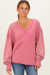 Rose Mineral Washed French Terry Oversized Maternity Sweatshirt