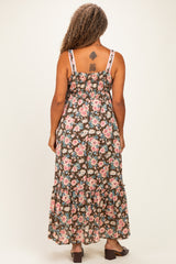 Mocha Pink Plus Textured Light Weight Straps Midi Dress