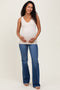 Blue High Rise Raw Hem Bootcut Maternity Jeans