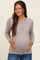 Light Brown Ribbed Knit Button Long Sleeve Maternity Top