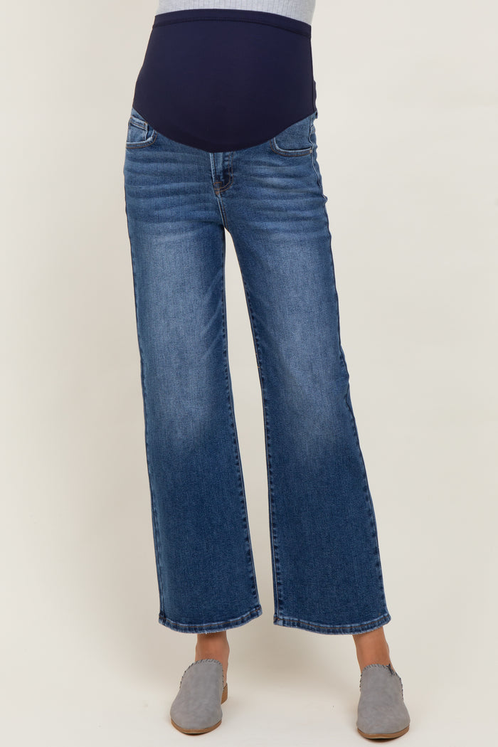 Medium High Rise Ankle Straight Relaxed Maternity Jeans