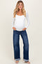 Dark High Rise Wide Leg Cuffed Maternity Jeans