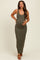 Olive Scoop Neck Sleeveless Rayon Rib Maternity Maxi Knit Dress