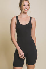 Black Ribbed Knit Tank Top Romper