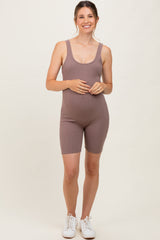 Mocha Ribbed Knit Tank Top Maternity Romper