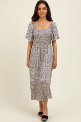 Taupe/Black Printed Dress With Pockets