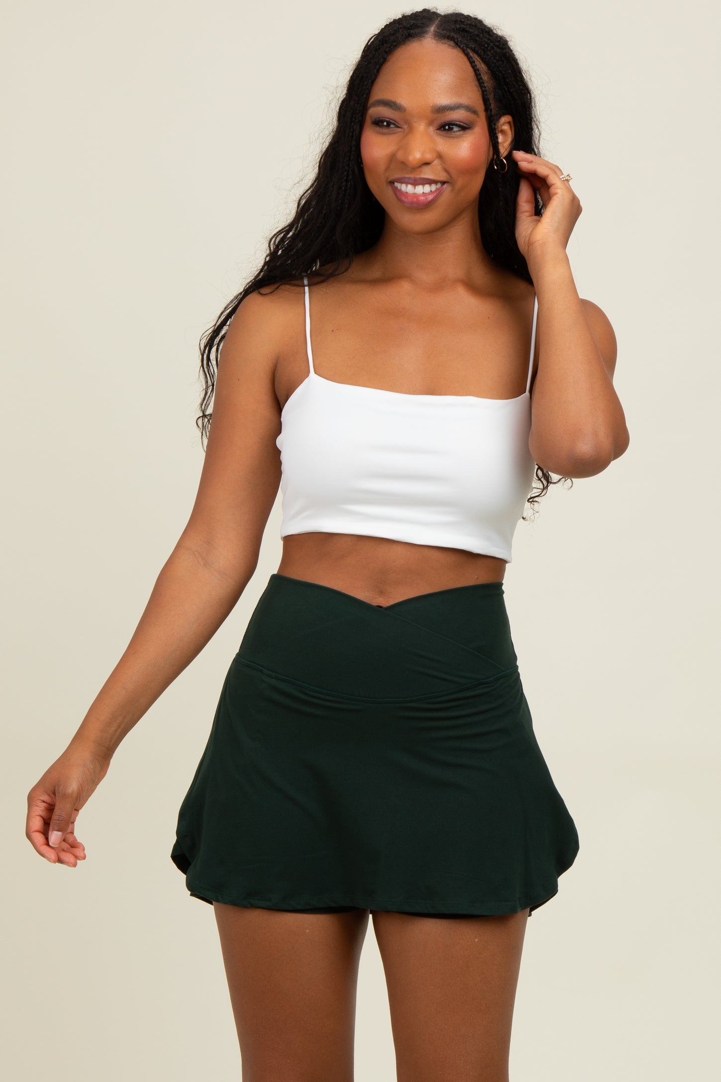 Forest Green Crossover V-Waist Skort