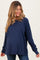 Navy Oversized Cotton Slub Long Sleeve Maternity Top