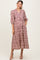 Cream Floral Button Down Front Tie Maternity Midi Dress
