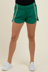 Green Stripe Detail Active Maternity Shorts
