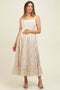 Cream Floral Textured Cotton Lace Trim Maternity Maxi Dress