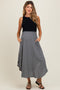 Charcoal Smocked Waist Rounded Hem Maternity Midi Skirt